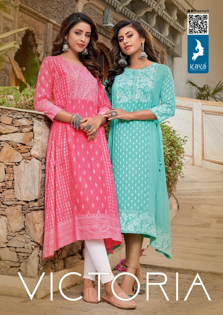 Kaya Victoria Stylish Fancy Ethnic Wear Rayon Printed Designer Kurti Collection
